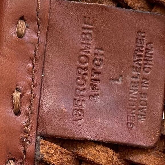 ABERCROMBIE & FITCH Leather Woven Braided Wide Belt Double Buckle Brown L main image 12